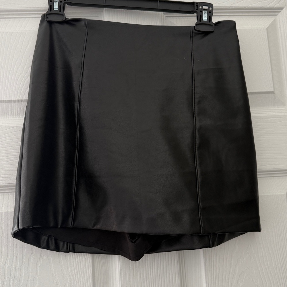 Black Faux Leather Mini Skirt